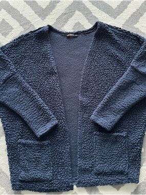 SHEIN Plush Navy Cardigan Sweater